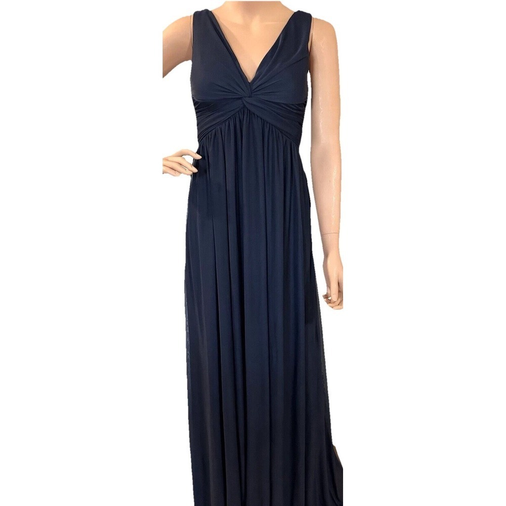Birdy Grey Dress Women's Size XS Party Lianna Navy Twisted Front V Neckline